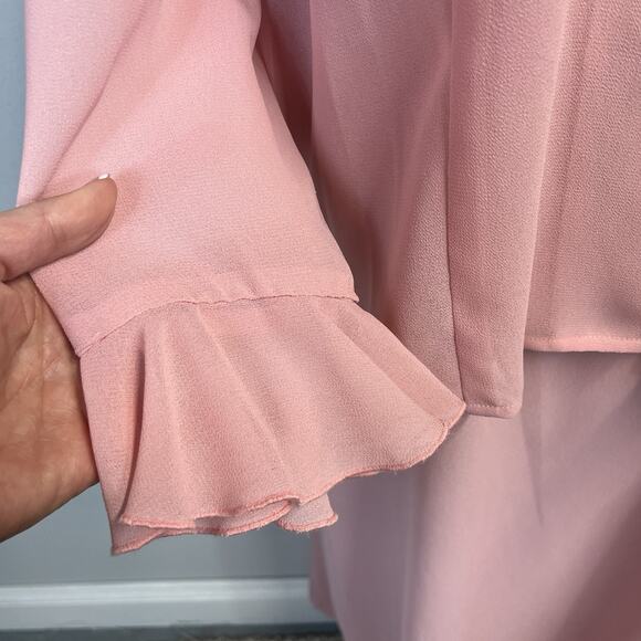 Jessica Howard 2pc Jacket Dress Plus sz 24W Pink Crepe Wedding Evening Cocktail - Picture 5 of 12